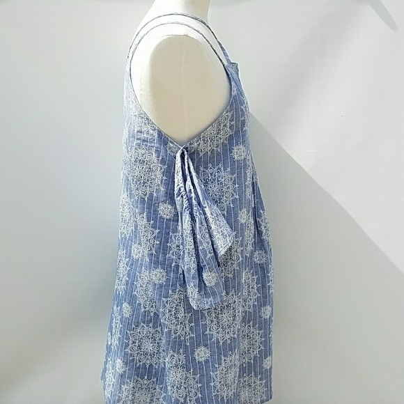 Blue Pepper Chambray Embroidered Cold Shlder Dress - Picture 2 of 8